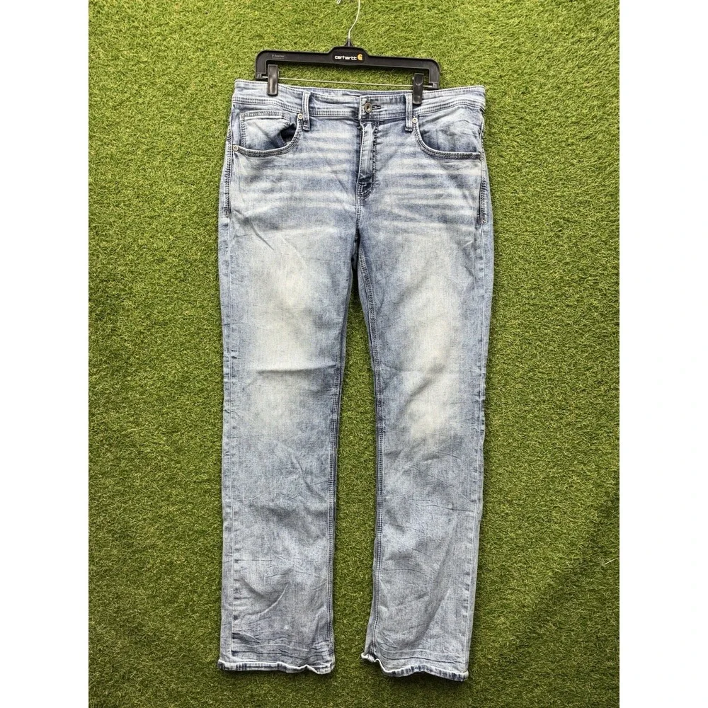 BKE Jake Jeans Mens 38x36 Bootleg Light Wash Denim Classic Casual Workwear